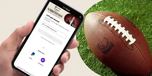 betmgm ky promo code sign up banner with a screenshot of BetMGM mobile app sign up page