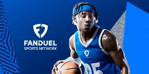 FanDuel sportsbook desktop banner showing a basketball player holding a ball